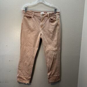 J. Jill Sz 8 Denim Authentic Fit Terra Cotta Cropped Stretch Jeans Ankle Raw Hem